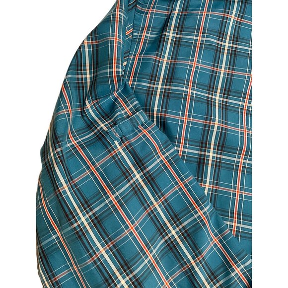 Chaps Long Sleeve Men’s Large Blue with Navy, Orange White Small Stripes - Picture 4 of 9